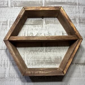 Rustic Wooden Hexagon Shelf